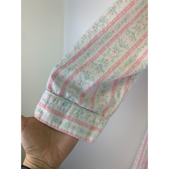Lanz of Salzburg Tyrolean Flannel Wrap Robe Heart Flowers Pink Long Womens Small - Picture 2 of 14